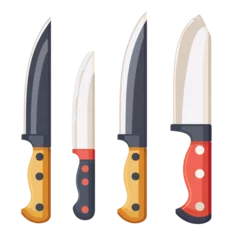Fotobehang Assorted Set of Four Knives isolated on a transparent background, clipart, graphic resource © Rohit