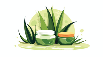 Aloe vera cream illustration. Cosmetics treatment n
