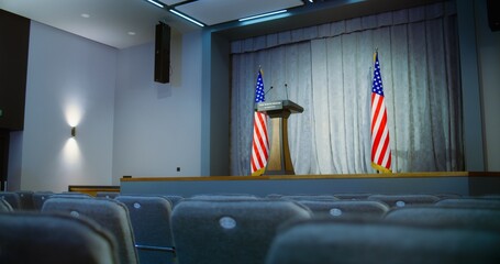 Tribune for the presidential candidate of the United States political speech in the White House....