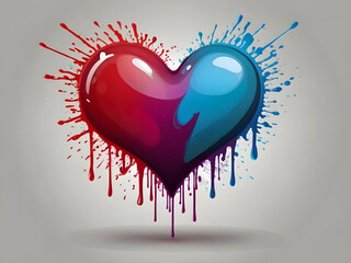Spray graffiti heart sign painted. Love heart drop symbol. isolated on a white background. vector illustration