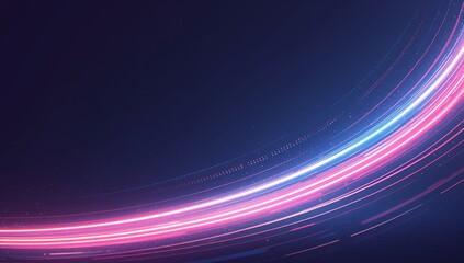 Abstract neon light background with glowing lines, blue and pink color, minimalistic design