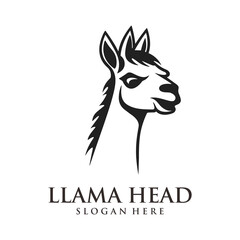 Fototapeta premium LLama head, animal and wild life logo vector illustration
