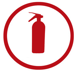 the sign of the red silhouette of a fire extinguisher on a white background..