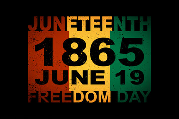Juneteenth Freedom Day 1865 June 19 greeting banner. African - American Independence day, history and heritage. Freedom or Liberation day.