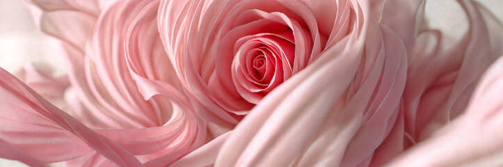 Blushing Rose Whorls in Softness. An intimate close-up of a blushing rose with its delicate petals swirling into a perfect whorl, embraced by soft, pink folds. Wedding Photography. 