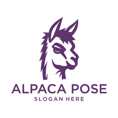 Fototapeta premium Cute alpaca, animal logo vector illustration