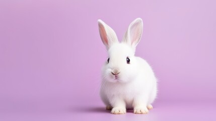 Obraz premium cute animal pet rabbit or bunny white color smiling and laughing isolated with copy space for easter background, rabbit, animal, pet, cute, fur, ear, mammal, background, celebration