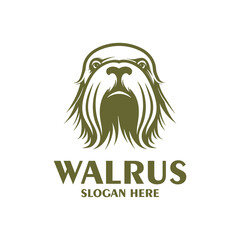 Walrus head, animal logo vector illustration