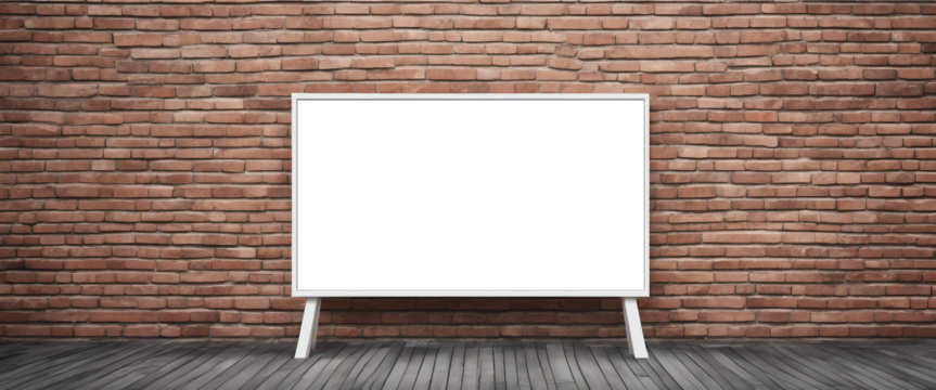 White Billboard Mockup on Brick Wall: Vector Illustration

