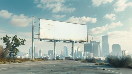 Obraz premium billboard or blank poster, blank white mast banner mockup, front view, outdoor, billboard clear poster for advertising display outside sign template, for Display or montage of product generate by AI