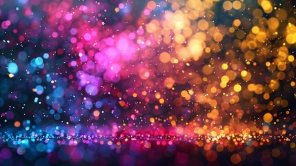Vibrant bokeh lights with blue and orange gradient background