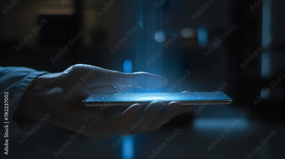 Aufkleber sleek and futuristic smartphone with holographic ai-driven interface for seamless interaction