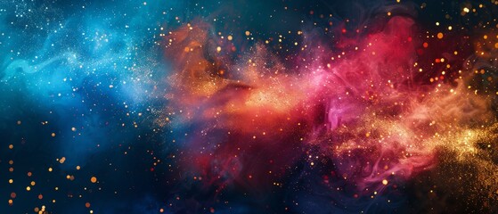 Cosmic nebula clouds merging in space with star particles - obrazy, fototapety, plakaty