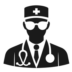 Doctor 🧑‍⚕️. Flat vector style character, Healthcare illustration. Black and white silhouette vector isolated on white background 
