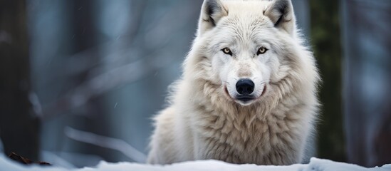 Fototapeta premium White wolf in winter forest
