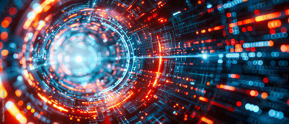 Poster futuristic science and technology background, abstract concept of digital network and data communica