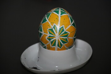 Close-up of Easter eggs painted according to Ukrainian tradition 