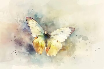 delicate watercolor painting of butterfly in flight soft pastel colors artistic illustration