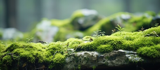 Naklejka na ściany i meble Moss on a rock in forest