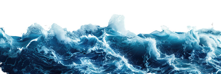 Deep Blue Waves Isolated Row - obrazy, fototapety, plakaty