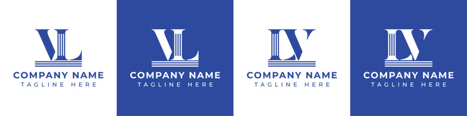 Letters LV and VL Pillar Logo, suitable for business with LV and VL related to Pillar