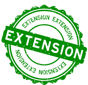 Grunge green extension word round rubber seal stamp on white background