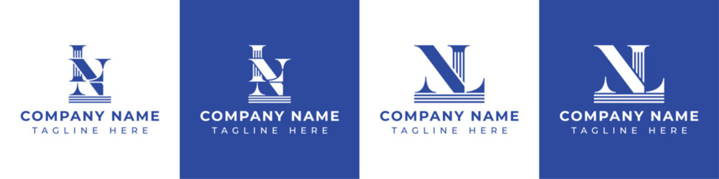 Letters LN and NL Pillar Logo, suitable for business with LN and NL related to Pillar