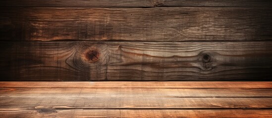 Wooden Table with Overhead Light on Dark Background