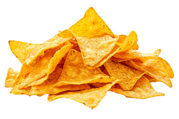 Pile of Potato Chips on White Background