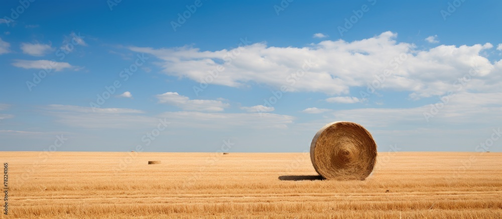 Poster Hay Bale in a Ploughed Field