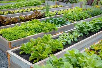 Urban rooftop garden growing vegetables