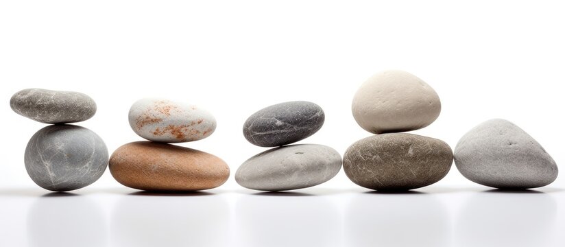 Rocks stacked on white surface