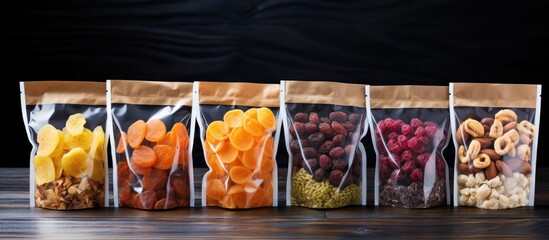 Assorted dried fruit and nut bags - obrazy, fototapety, plakaty