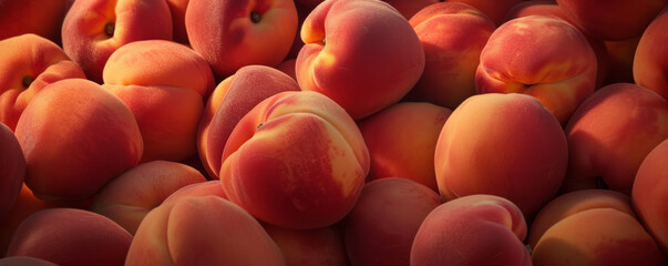 Close-up of fresh peaches in soft lighting