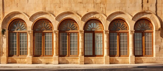 Maltese building with limestone arched windows