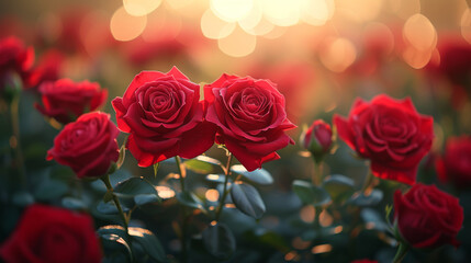 Red roses with soft bokeh background