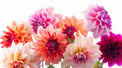 A bouquet of dahlias with lifelike colors against
