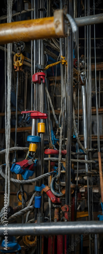 Poster rigging rhythms: candid daily environment of riggers syncing in harmony orchestration for material f
