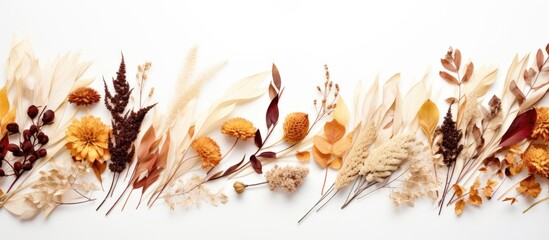 Dried flora and foliage in close-up