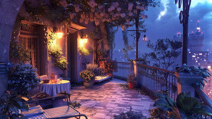 outside space with balcony for relaxing at night