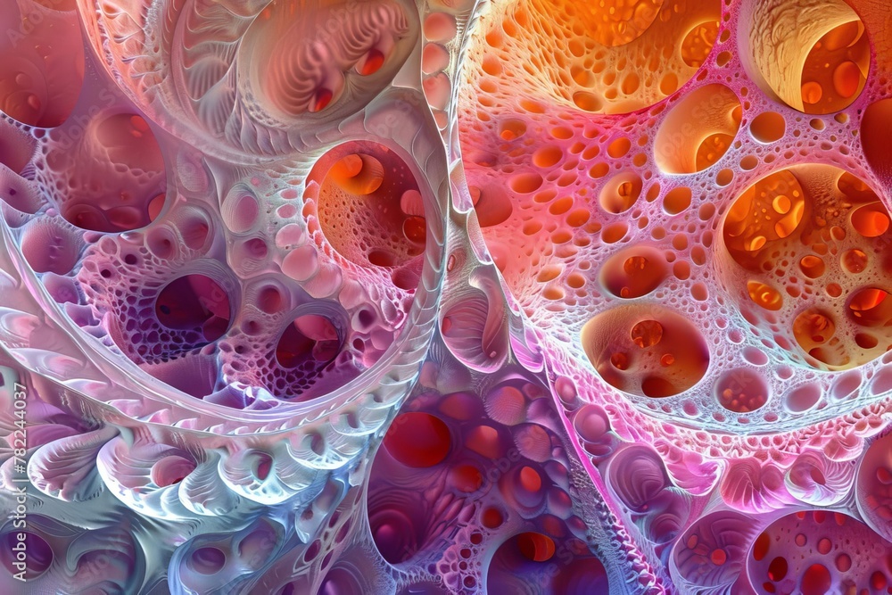 Wall mural imaginative fractal abstract background with intricate patterns and vivid colors digital art