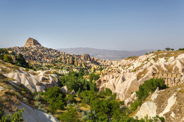 Beautiful view of Uchisar and Goreme National Park in Cappadocia