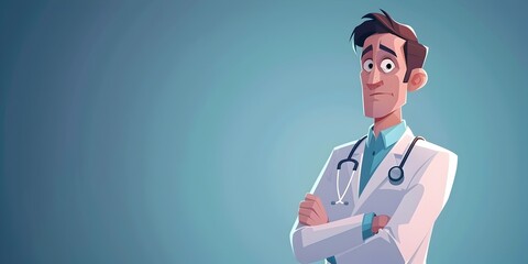 Earnest Doctor Character Apologizing with Empathetic Expression - obrazy, fototapety, plakaty