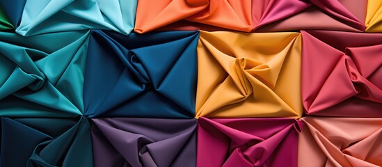 Colorful fabric folds closeup