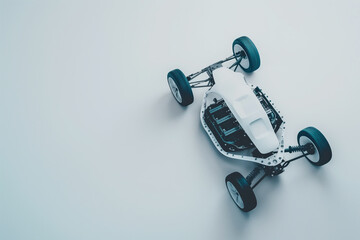 An electric toy car is displayed from above against a white backdrop. - 782244401