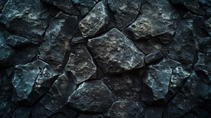 Textured dark stone surface with fragmented rocks