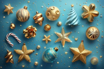 Obraz na płótnie Canvas festive 3d christmas elements with shiny metallic finish holiday vector illustration 8
