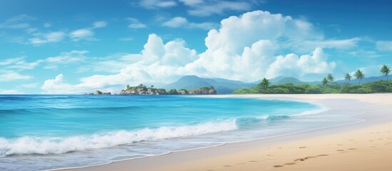 Beautiful mountain view at a tranquil beach