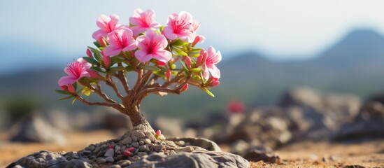 Small tree with blooming pink flowers - Powered by Adobe