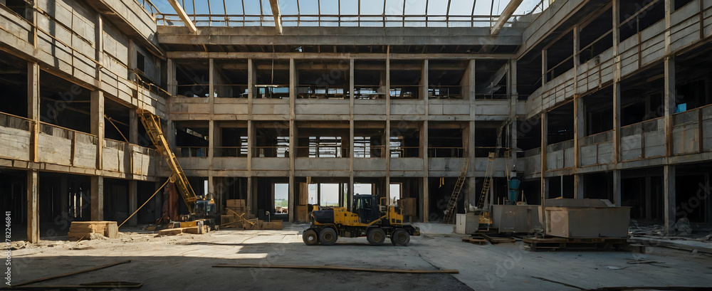 Poster transforming raw materials: a candid glimpse of architectural alchemy in the daily routine of worker